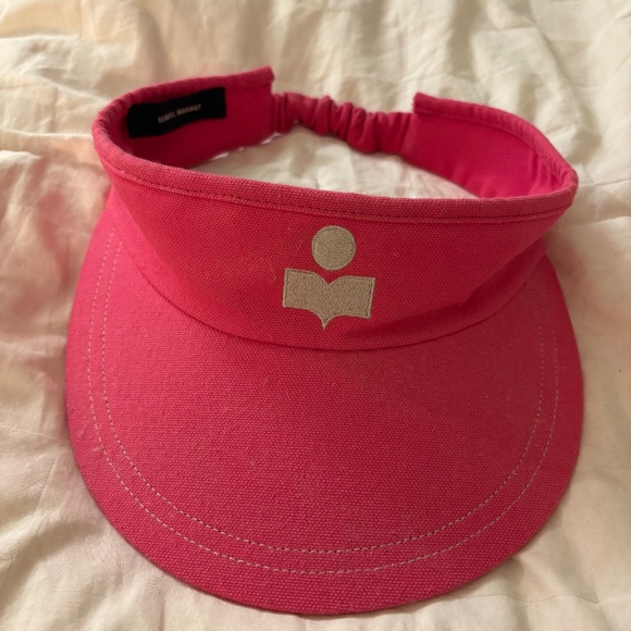 ISABEL MARANT logo canvas visor. Hot pink. Elastic back. Embroidered logo